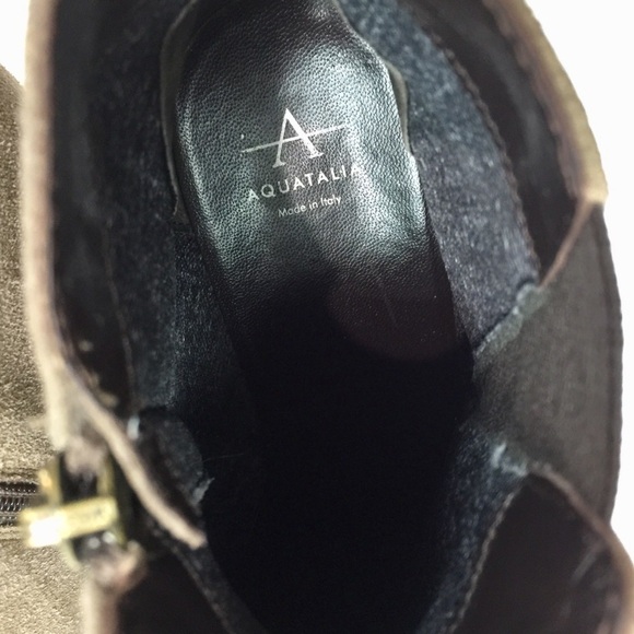 AQUATALIA Suede Tan Taupe Chelsea Side Zip Block Stacked Heel Boots Size 8 - Picture 11 of 14